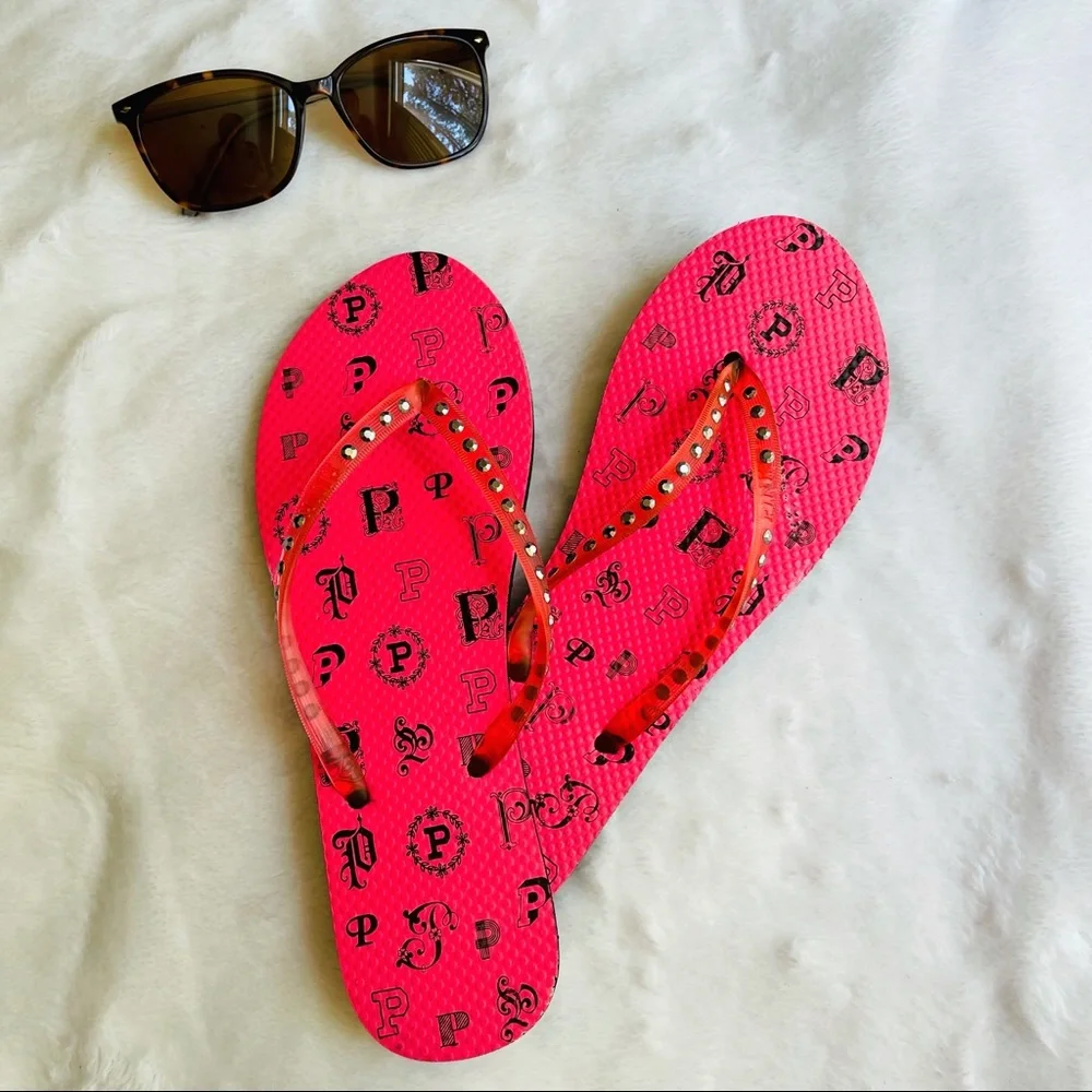 PINK Victoria’s Secret Bling Flip Flops Sandals  M 7/8